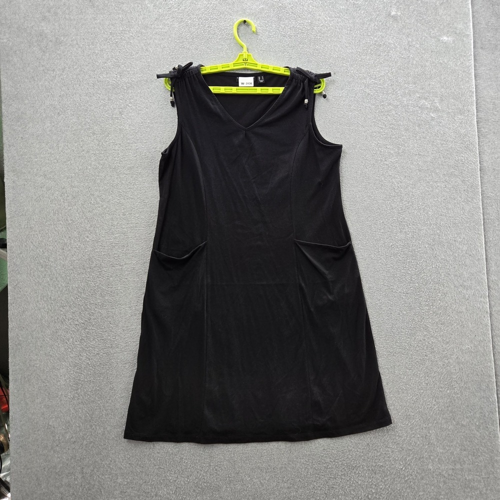 Susan Graver Weekend Women Dress M Black Drawstring Sleeveless - Picture 1 of 8